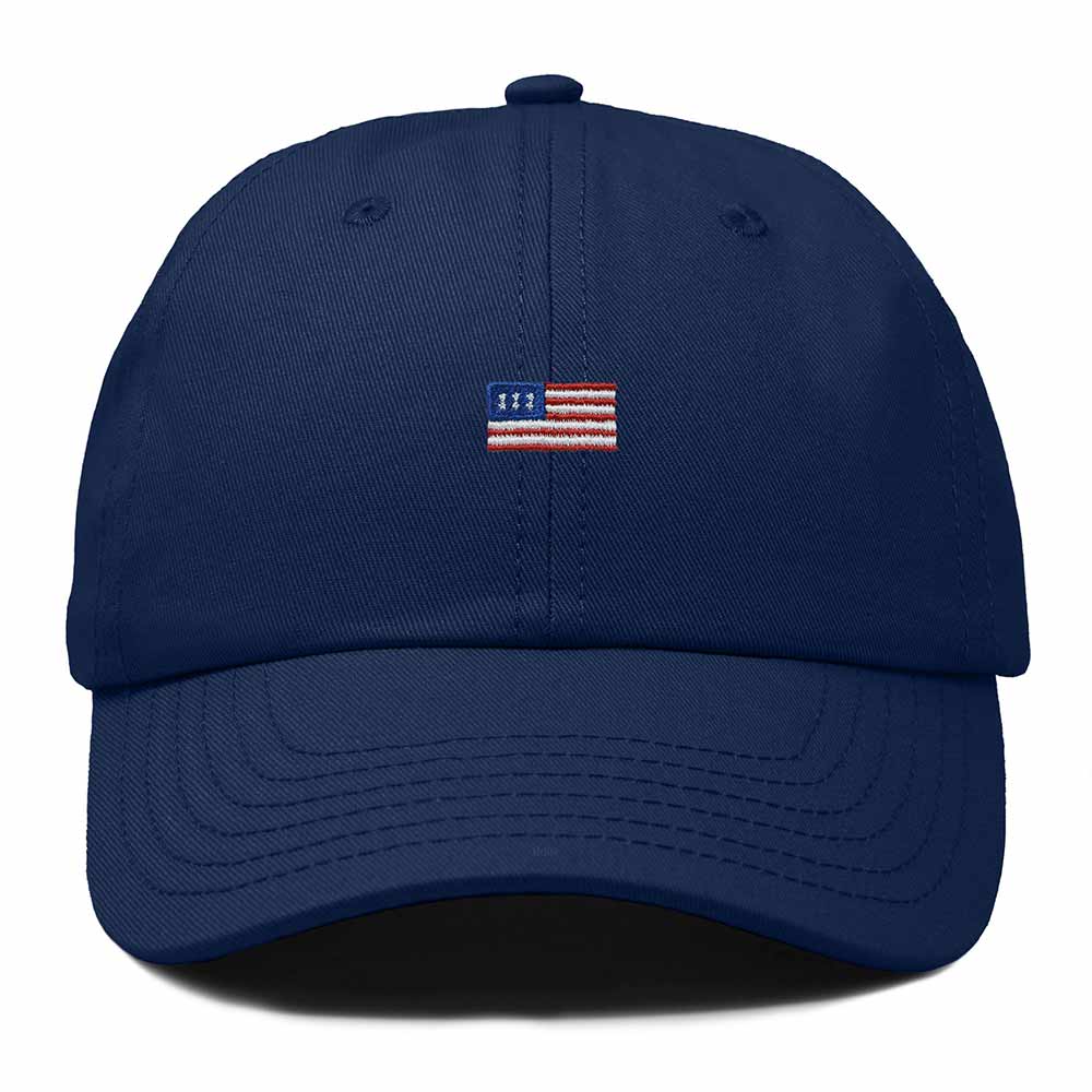Dalix USA Flag Embroidered Dad Hat Adjustable Cotton Baseball Cap Unstructured Low Profile Everyday Americana Hat in Navy Blue