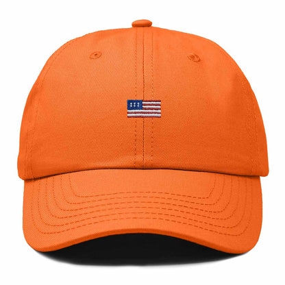 Dalix USA Flag Embroidered Dad Hat Adjustable Cotton Baseball Cap Unstructured Low Profile Everyday Americana Hat in Orange