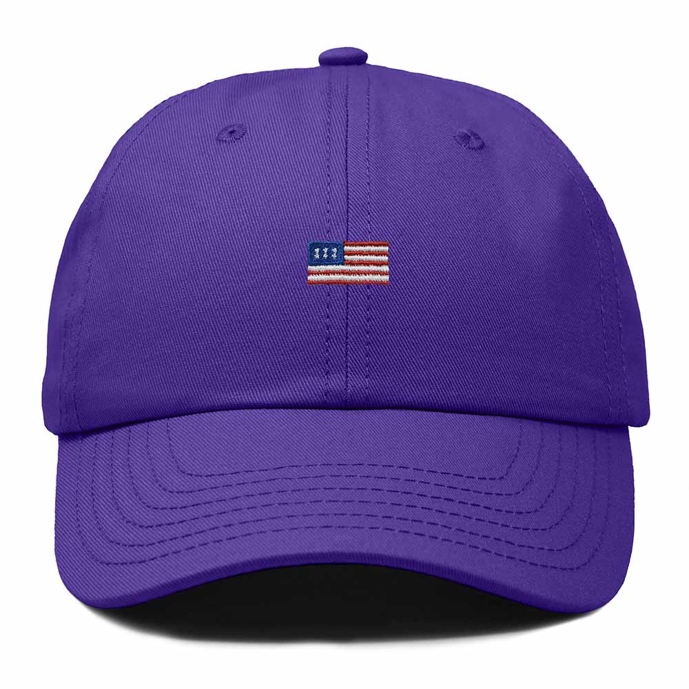 Dalix USA Flag Embroidered Dad Hat Adjustable Cotton Baseball Cap Unstructured Low Profile Everyday Americana Hat in Purple
