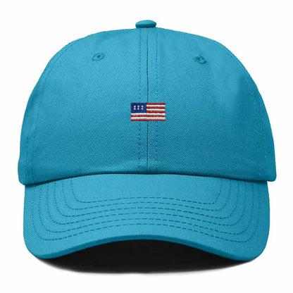 Dalix USA Flag Embroidered Dad Hat Adjustable Cotton Baseball Cap Unstructured Low Profile Everyday Americana Hat in Teal