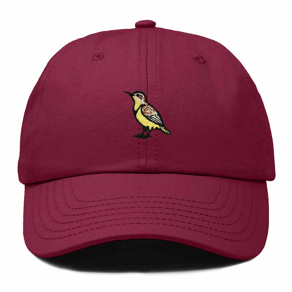 Dalix Western Meadowlark Montana Embroidered Bird Cotton Baseball Cap Dad Hat Mens Womens Outdoor Summer in Maroon