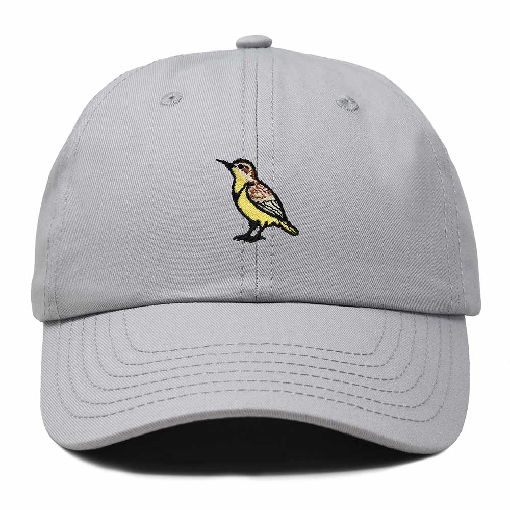 Dalix Western Meadowlark Oregon Embroidered Bird Cotton Baseball Cap Dad Hat Mens Womens Outdoor Summer
 Embroidered Bird Cotton Baseball Cap Dad Hat Mens Womens Outdoor Summer in Gray