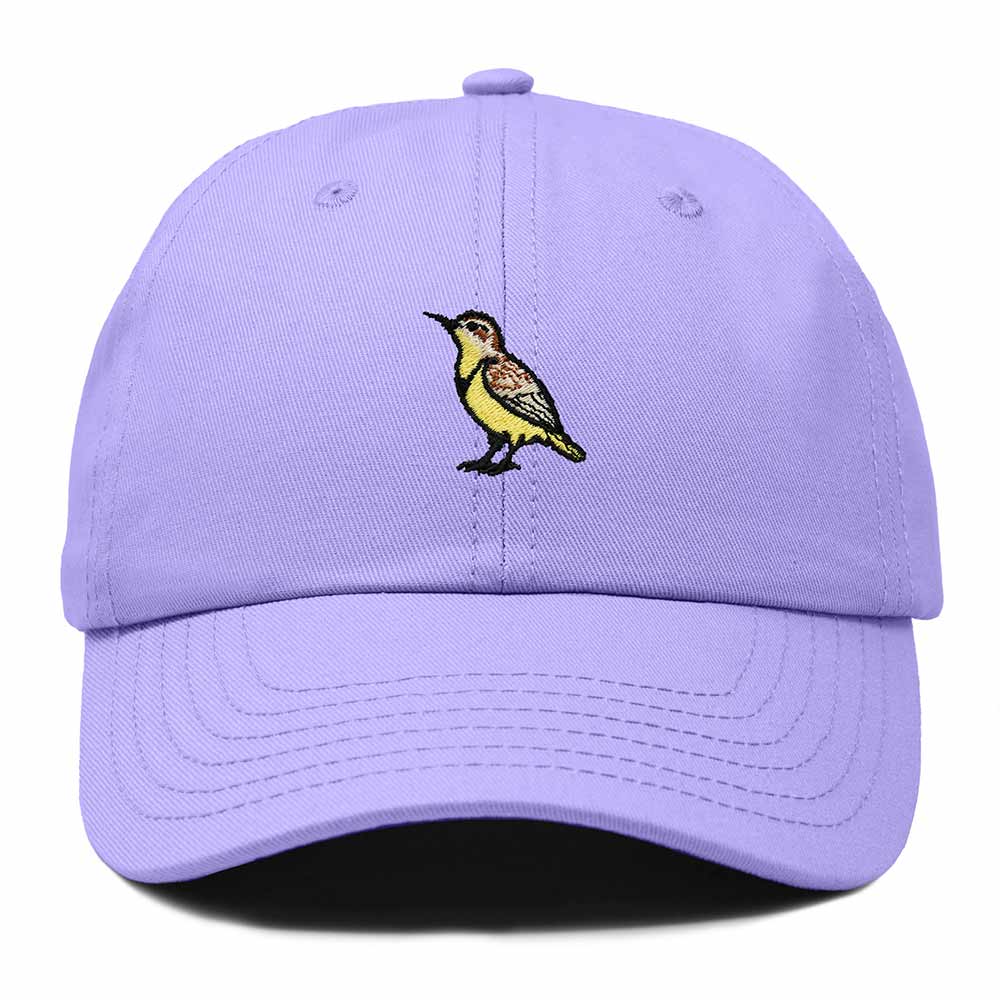 Dalix Western Meadowlark Wyoming Embroidered Bird Cotton Baseball Cap Dad Hat Mens Womens Outdoor Summer
 Embroidered Bird Cotton Baseball Cap Dad Hat Mens Womens Outdoor Summer in Lavender