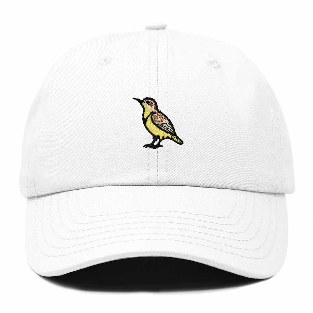 Dalix Western Meadowlark Wyoming Embroidered Bird Cotton Baseball Cap Dad Hat Mens Womens Outdoor Summer
 Embroidered Bird Cotton Baseball Cap Dad Hat Mens Womens Outdoor Summer in White