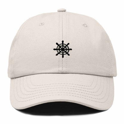 Dalix Ship Wheel Embroidered Dad Hat Adjustable Cotton Twill Baseball Cap Casual for Men in Beige