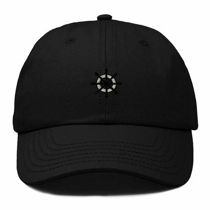 Dalix Ship Wheel Embroidered Dad Hat Adjustable Cotton Twill Baseball Cap Casual for Men in Black