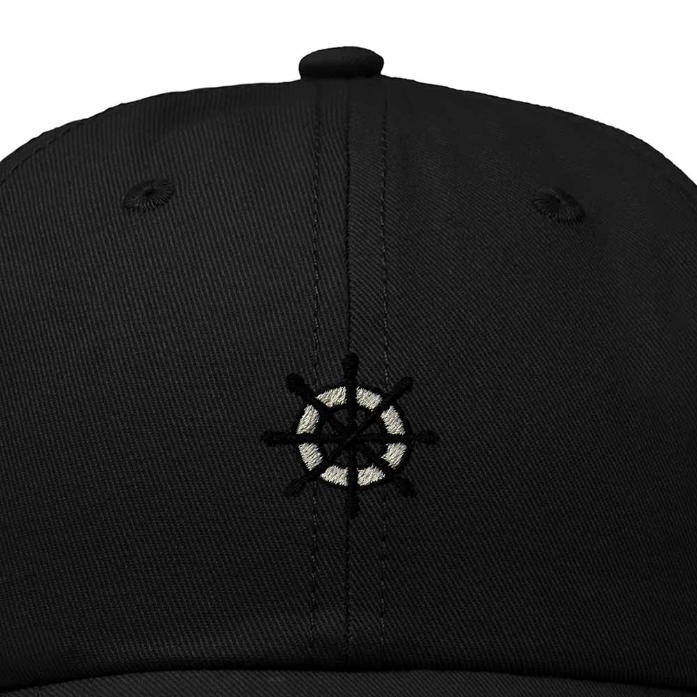 Dalix Ship Wheel Embroidered Dad Hat Adjustable Cotton Twill Baseball Cap Casual for Men in Black