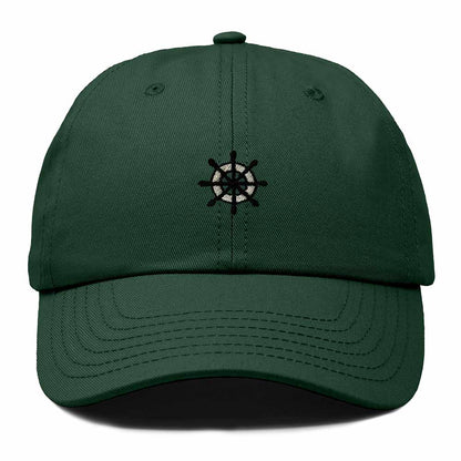 Dalix Ship Wheel Embroidered Dad Hat Adjustable Cotton Twill Baseball Cap Casual for Men in Dark Green