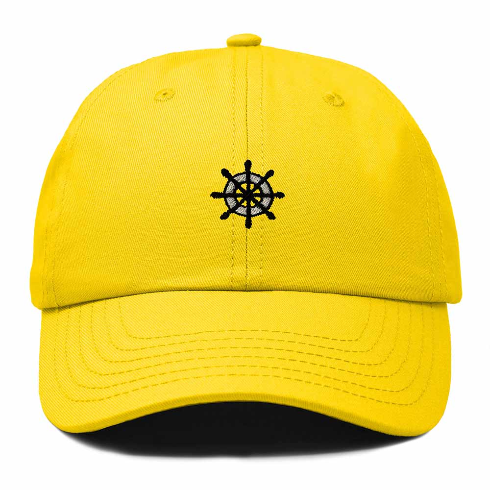 Dalix Ship Wheel Embroidered Dad Hat Adjustable Cotton Twill Baseball Cap Casual for Men in Gold