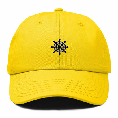 Dalix Ship Wheel Embroidered Dad Hat Adjustable Cotton Twill Baseball Cap Casual for Men in Gold