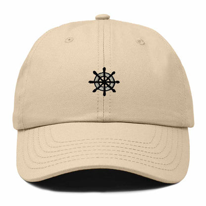 Dalix Ship Wheel Embroidered Dad Hat Adjustable Cotton Twill Baseball Cap Casual for Men in Khaki