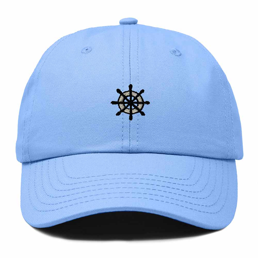Dalix Ship Wheel Embroidered Dad Hat Adjustable Cotton Twill Baseball Cap Casual for Men in Light Blue