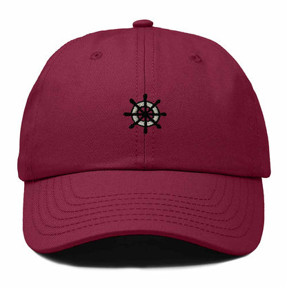 Dalix Ship Wheel Embroidered Dad Hat Adjustable Cotton Twill Baseball Cap Casual for Men in Maroon