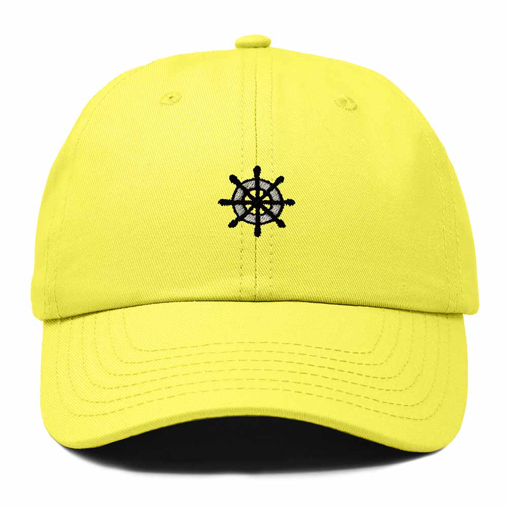 Dalix Ship Wheel Embroidered Dad Hat Adjustable Cotton Twill Baseball Cap Casual for Men in Yellow