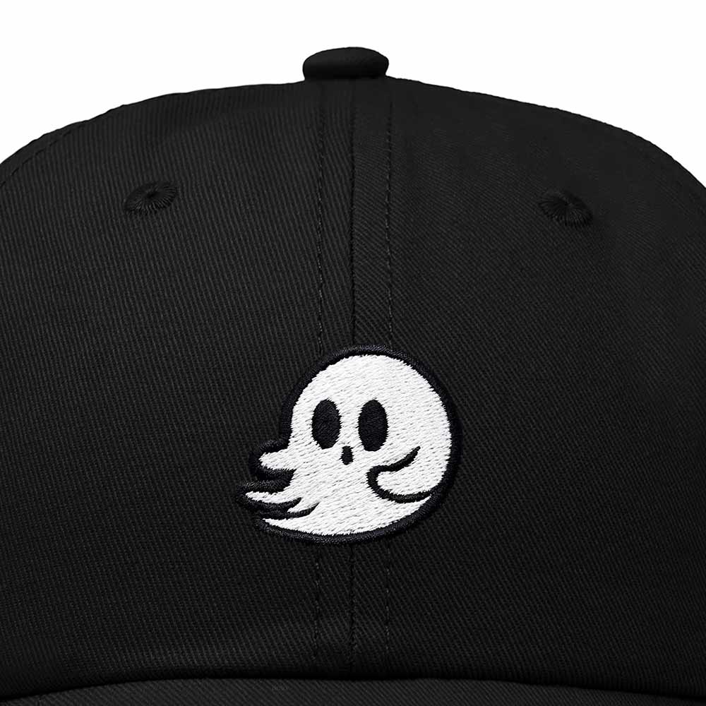 Dalix Whisper Ghost Embroidered Cotton Outdoor Baseball Cap Dad Hat Mens in Black
