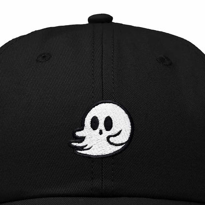 Dalix Whisper Ghost Embroidered Cotton Outdoor Baseball Cap Dad Hat Mens in Black