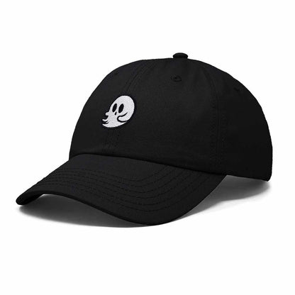 Dalix Whisper Ghost Embroidered Cotton Outdoor Baseball Cap Dad Hat Mens in Black