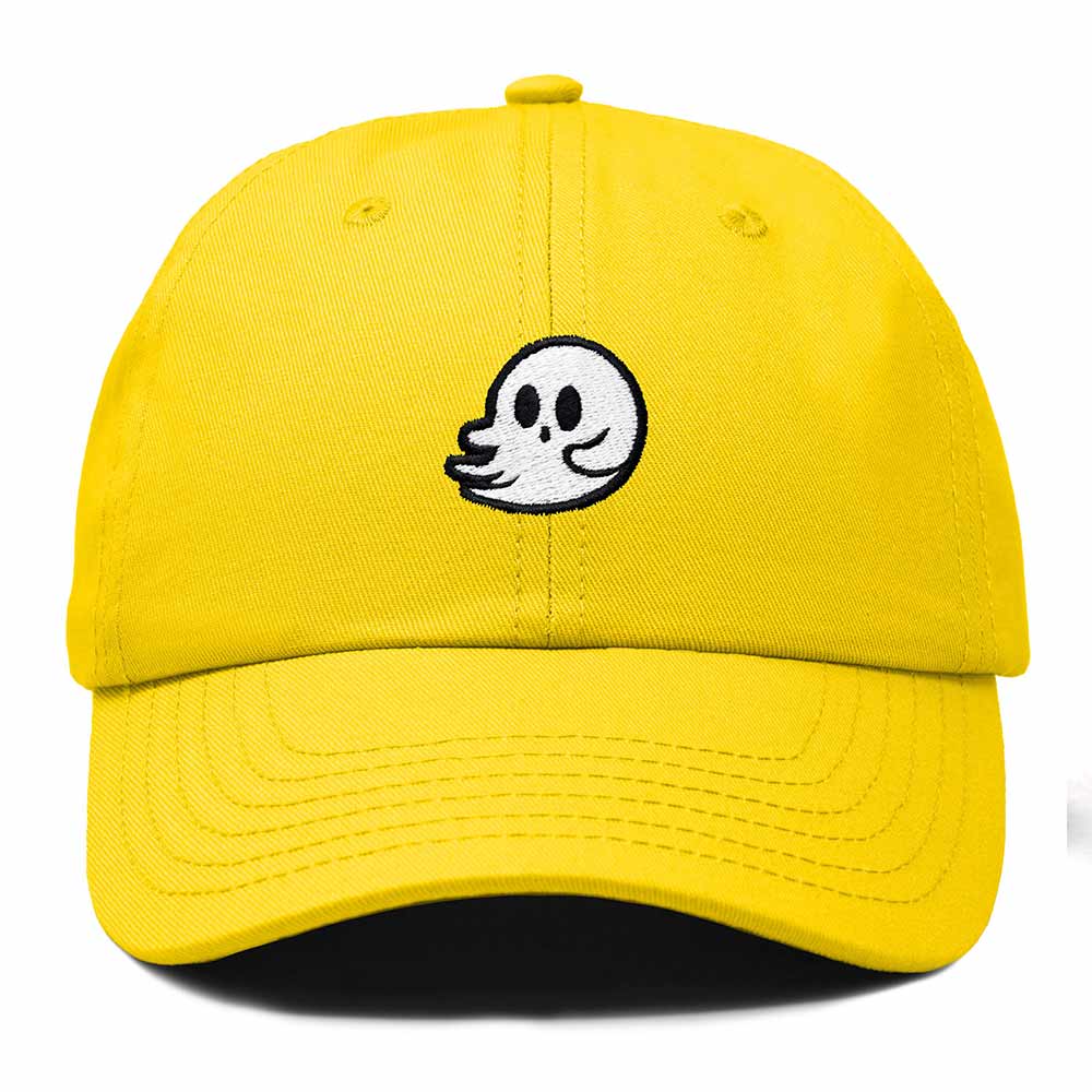 Dalix Whisper Ghost Embroidered Cotton Outdoor Baseball Cap Dad Hat Mens in Gold