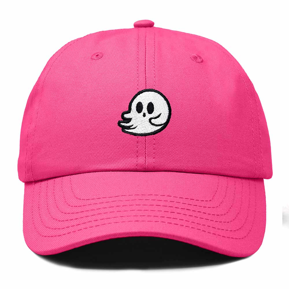 Dalix Whisper Ghost Embroidered Cotton Outdoor Baseball Cap Dad Hat Mens in Hot Pink