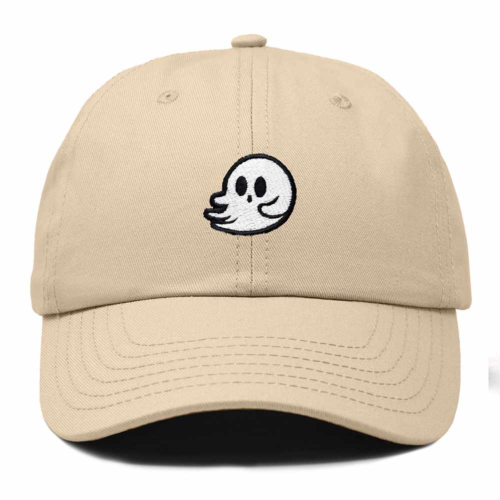 Dalix Whisper Ghost Embroidered Cotton Outdoor Baseball Cap Dad Hat Mens in Khaki