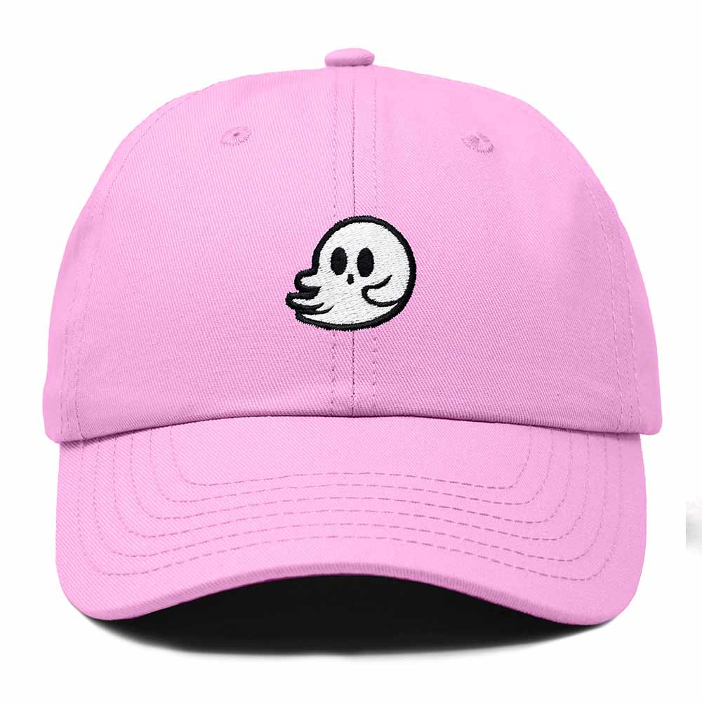 Dalix Whisper Ghost Embroidered Cotton Outdoor Baseball Cap Dad Hat Mens in Light Pink