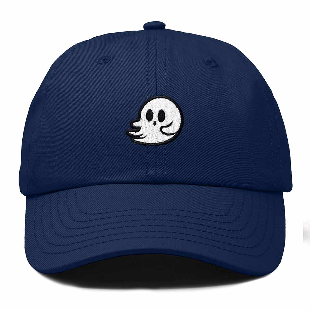 Dalix Whisper Ghost Embroidered Cotton Outdoor Baseball Cap Dad Hat Mens in Navy Blue