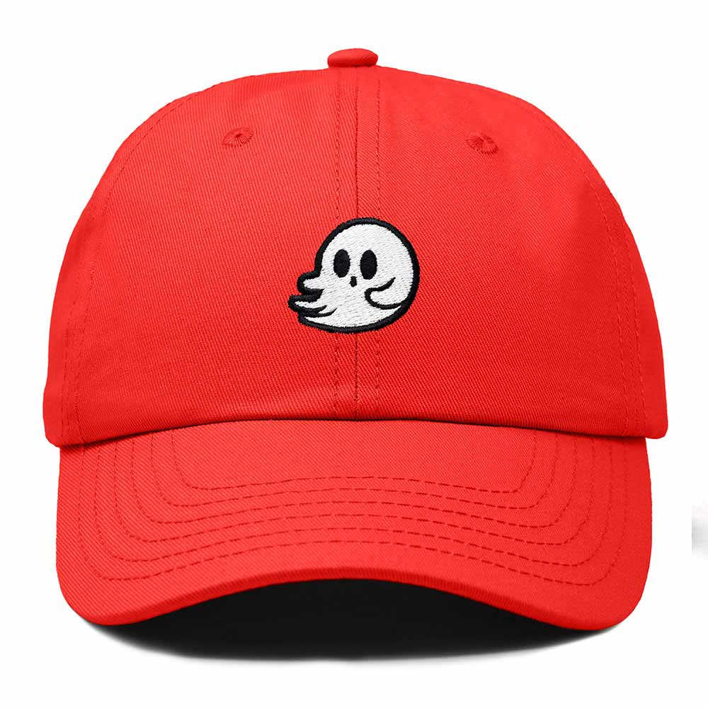 Dalix Whisper Ghost Embroidered Cotton Outdoor Baseball Cap Dad Hat Mens in Red