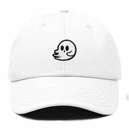Dalix Whisper Ghost Embroidered Cotton Outdoor Baseball Cap Dad Hat Mens in White