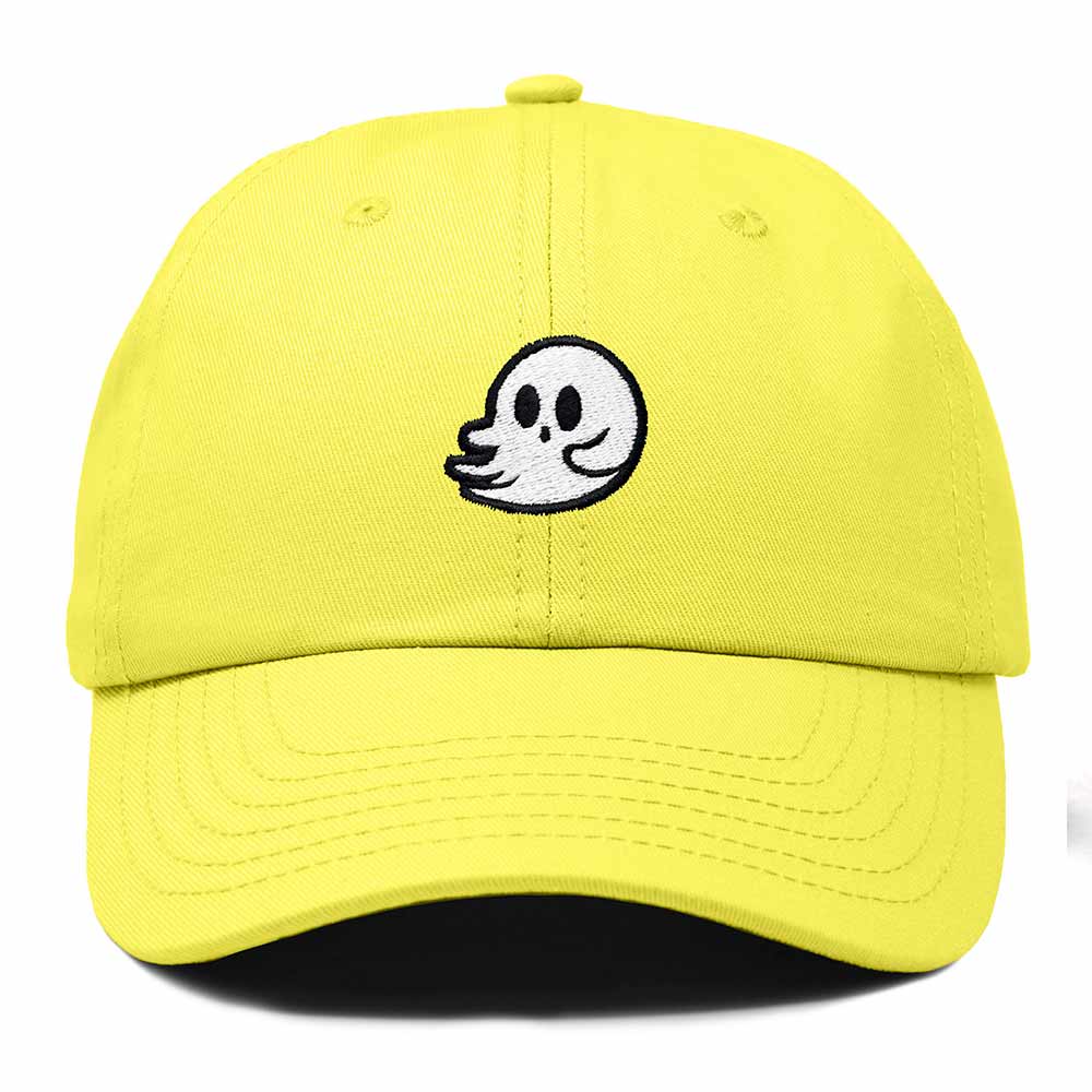 Dalix Whisper Ghost Embroidered Cotton Outdoor Baseball Cap Dad Hat Mens in Yellow