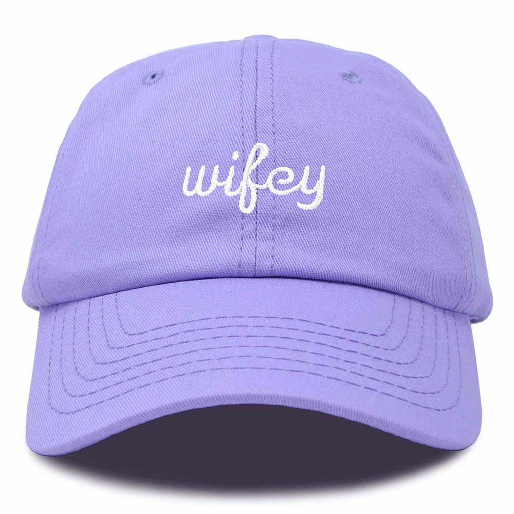 Dalix Wifey Embroidered Cotton Husband Baseball Cap Adjustable Dad Hat Womens in Lavender