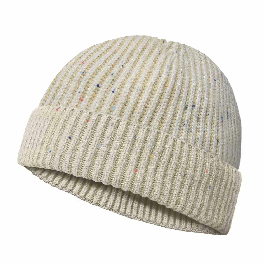 Dalix Embroidered Beanie Hat Knit Cap Cold Weather Womens in Beige