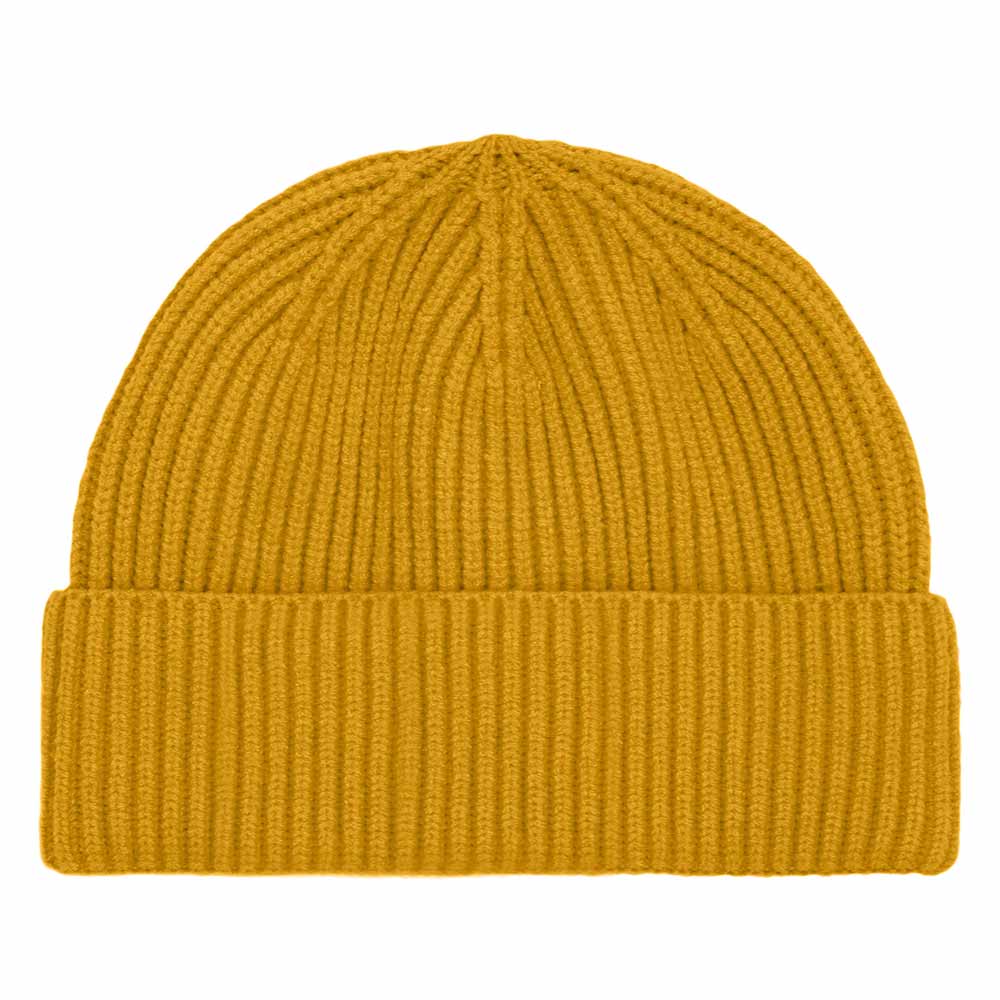 Dalix Embroidered Beanie Hat Knit Cap Cold Weather Womens in Mustard