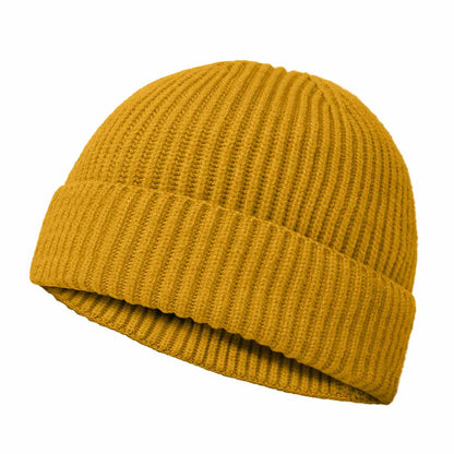 Dalix Embroidered Beanie Hat Knit Cap Cold Weather Womens in Mustard