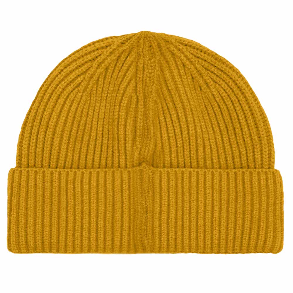 Dalix Embroidered Beanie Hat Knit Cap Cold Weather Womens in Mustard
