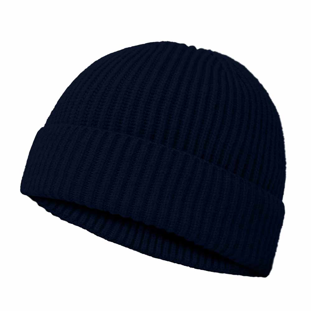Dalix Embroidered Beanie Hat Knit Cap Cold Weather Womens in Navy Blue