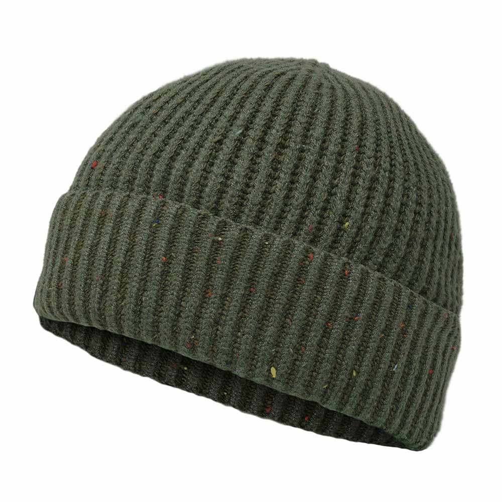 Dalix Embroidered Beanie Hat Knit Cap Cold Weather Womens in Olive