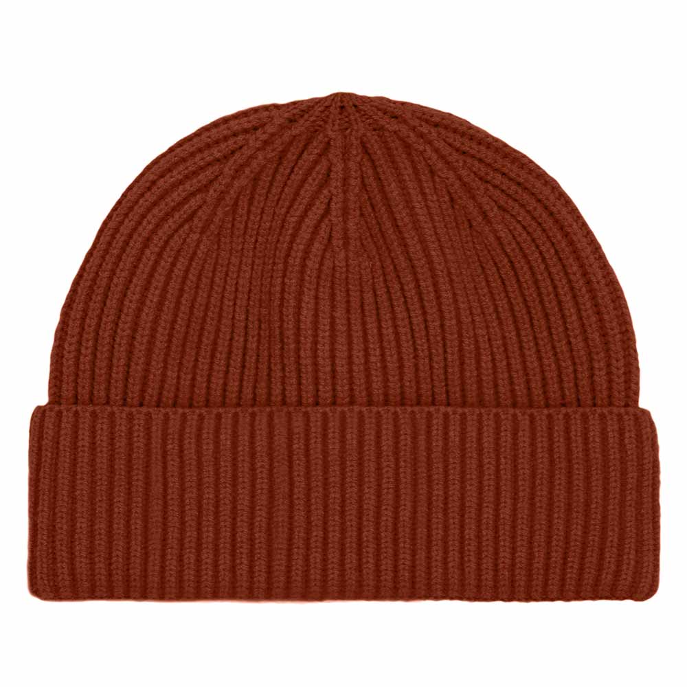 Dalix Embroidered Beanie Hat Knit Cap Cold Weather Womens in Rust