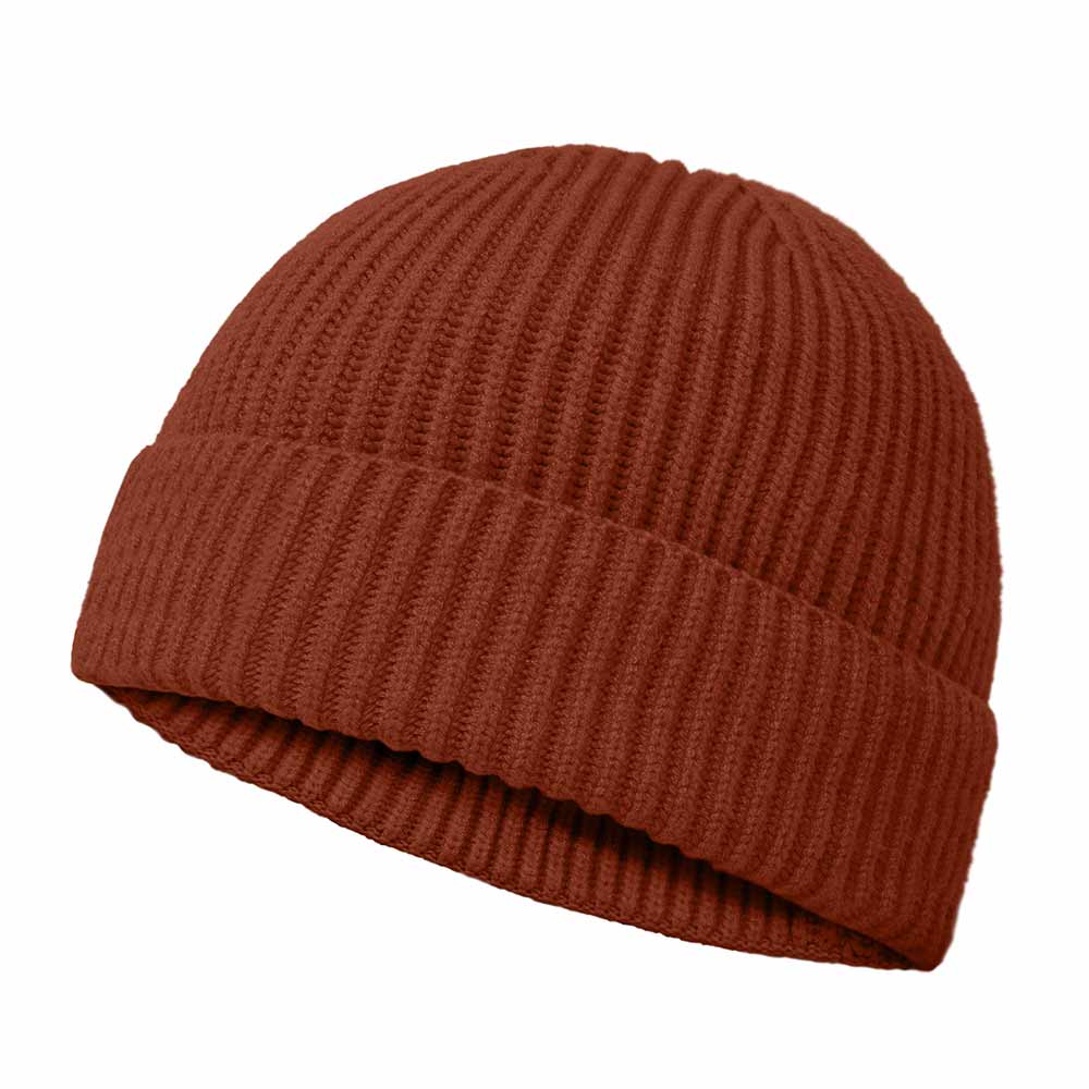 Dalix Embroidered Beanie Hat Knit Cap Cold Weather Womens in Rust