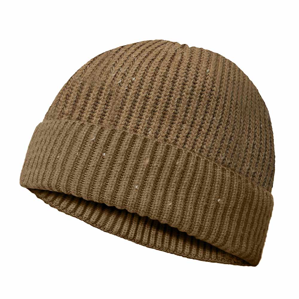 Dalix Embroidered Beanie Hat Knit Cap Cold Weather Womens in Tan
