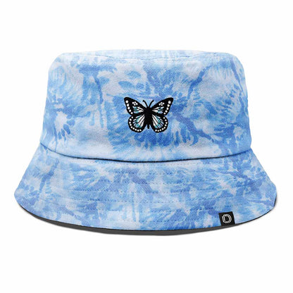 Dalix Butterfly Tie Dye Bucket Hat Cotton Embroidery Casual Outdoor Style Womens in Tie Dye Blue M Medium