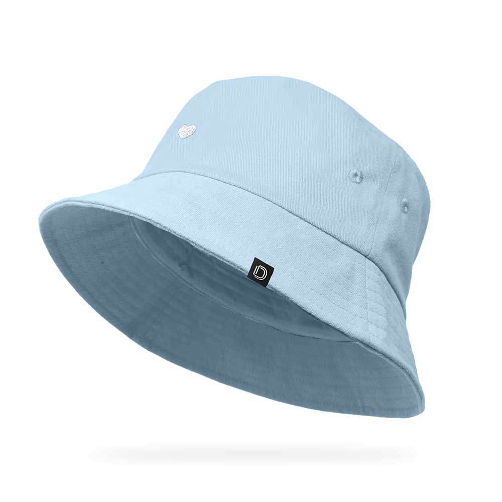 Dalix Heart Embroidered Cotton Summer Outdoor Bucket Hat Womens in Forever Blue L Large