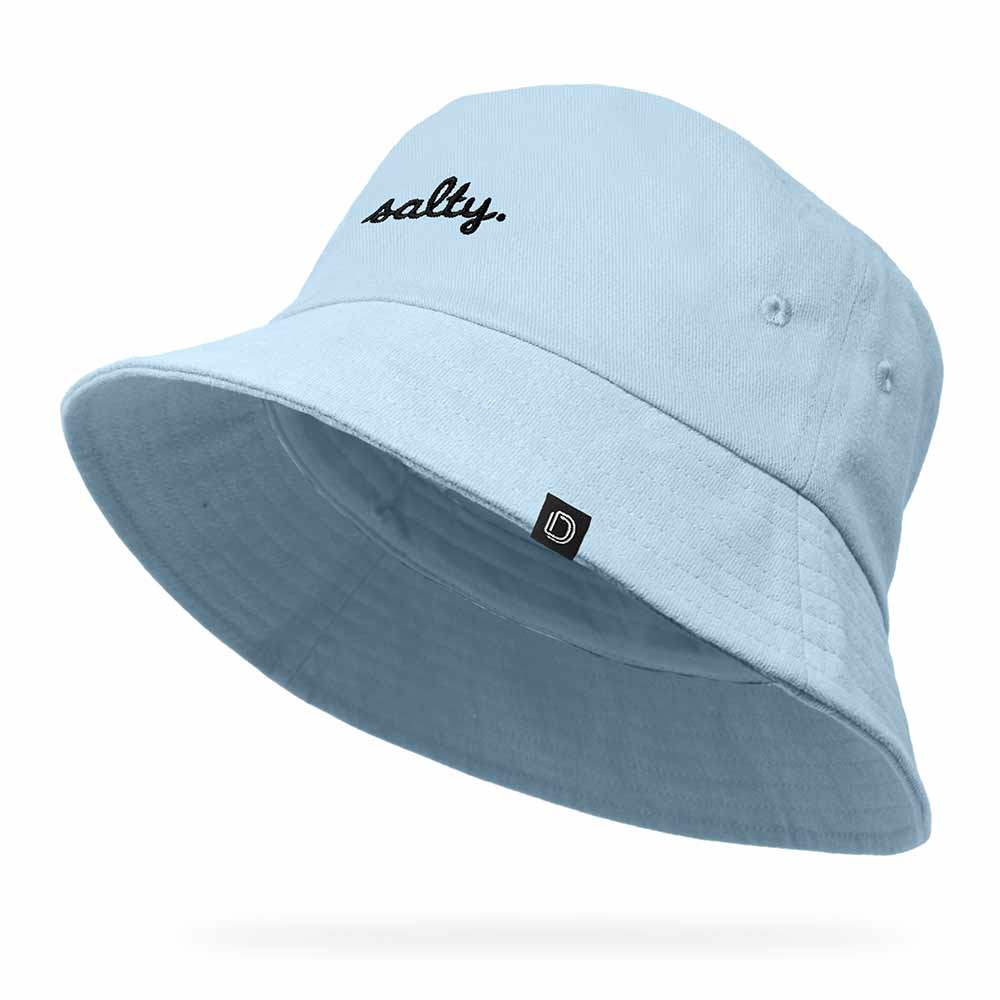 Dalix Salty Embroidered Bucket Hat Cotton Summer Beach Vacation Cap Womens in Forever Blue L Large