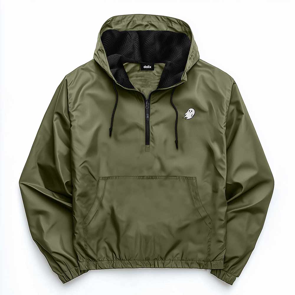 Dalix Ghost Pullover Jacket Lightweight Windbreaker Outdoor Running Breathable Hiking Travel Mens in Army 2XL XX-Large