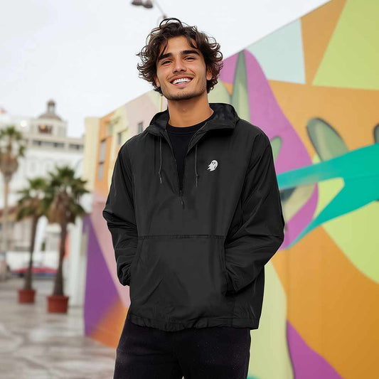 Dalix Ghost Pullover Jacket Lightweight Windbreaker Outdoor Running Breathable Hiking Travel Mens in Black 2XL XX-Large