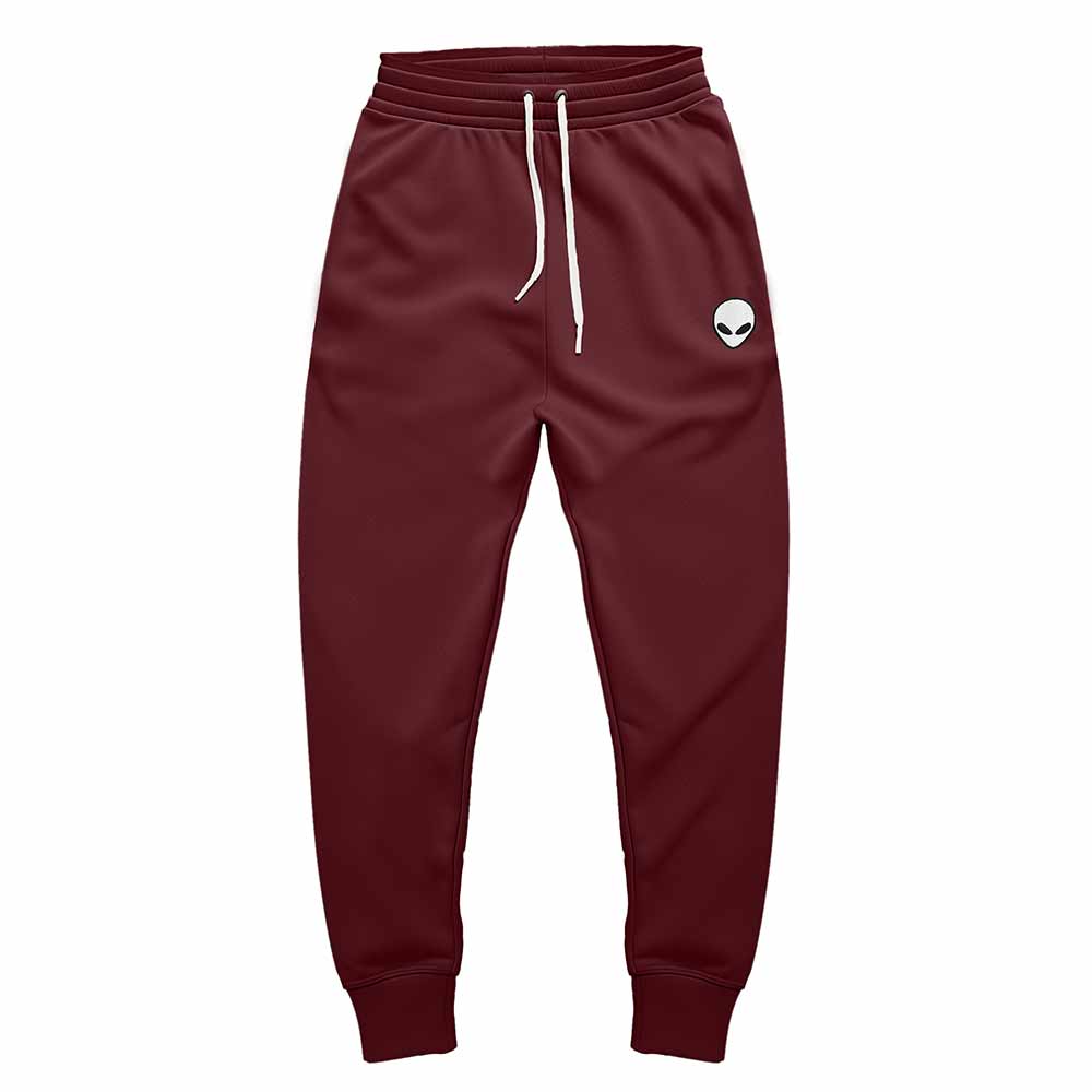 Dalix Alien Embroidered Fleece Jogger Cuff Sweatpant Sweats Soft Warm Cute Womens in Maroon 2XL XX-Large