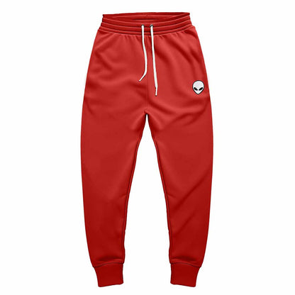 Dalix Alien Embroidered Fleece Jogger Cuff Sweatpant Sweats Soft Warm Cute Womens in Red 2XL XX-Large