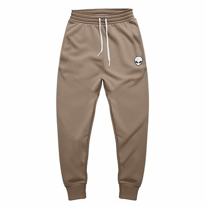 Dalix Alien Embroidered Fleece Jogger Cuff Sweatpant Sweats Soft Warm Cute Womens in Tan 2XL XX-Large