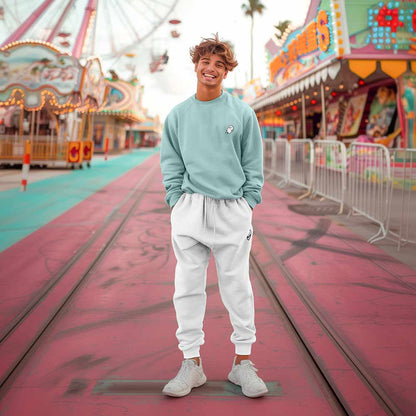 Dalix Alien Embroidered Fleece Jogger Cuff Sweatpant Sweats Soft Warm Cute Womens in White 2XL XX-Large