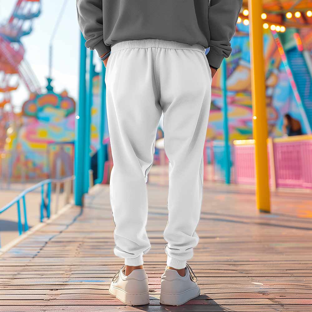 Dalix Alien Embroidered Fleece Jogger Cuff Sweatpant Sweats Soft Warm Cute Womens in White 2XL XX-Large