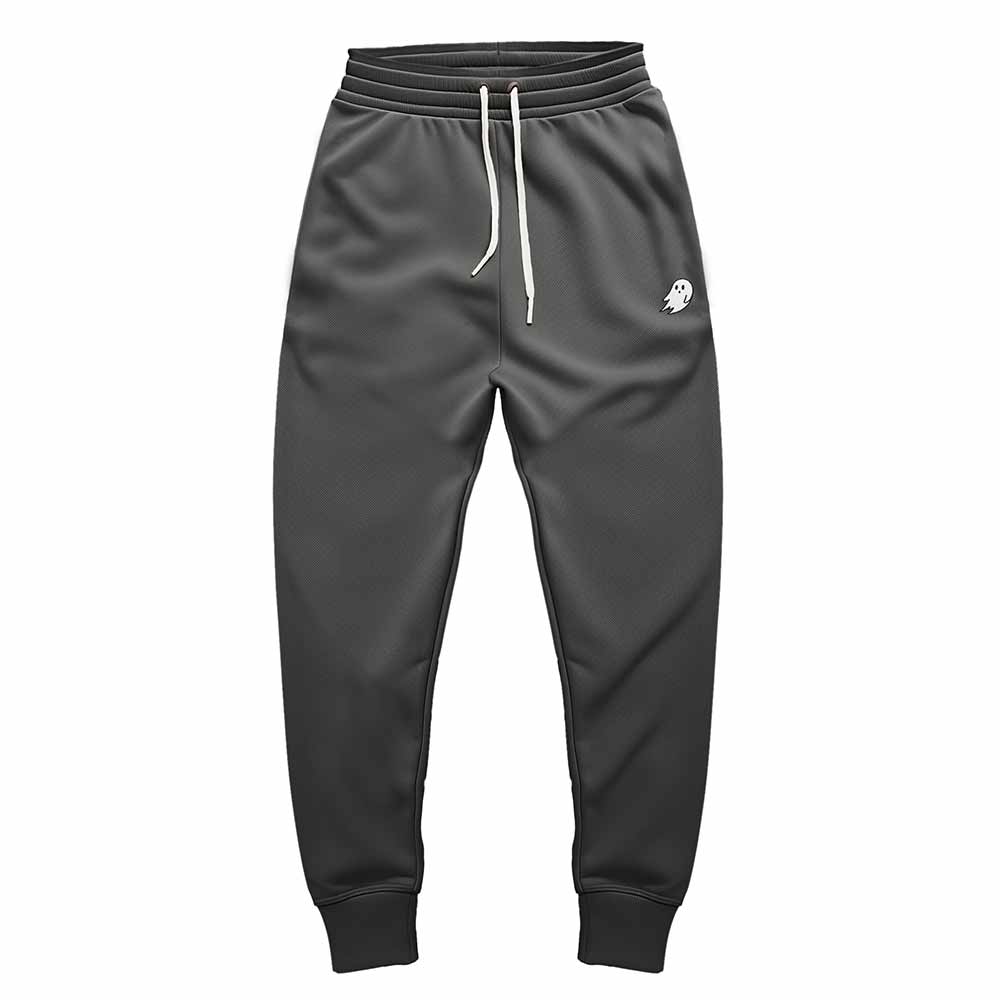 Dalix Ghost Embroidered Fleece Jogger Cuff Sweatpant Sweats Soft Warm Mens in Asphalt 2XL XX-Large